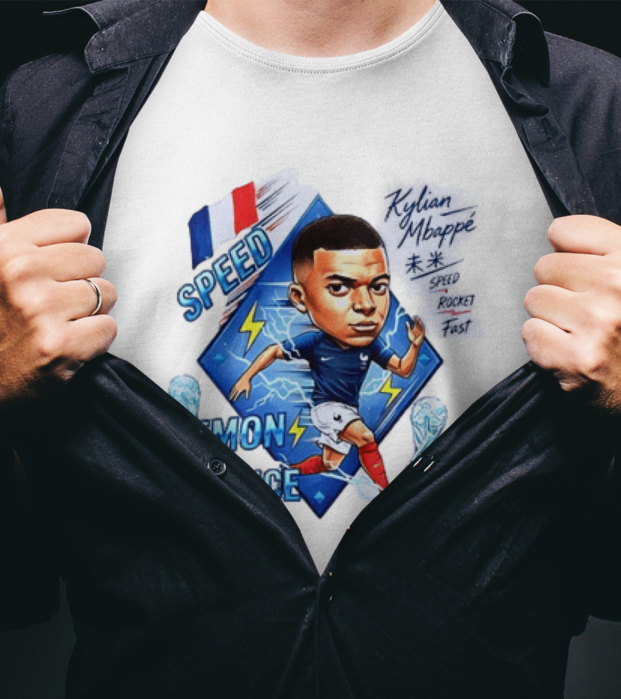 Kylian Mbappe Speed Demon France Future Rocket Fast Lightning Soccer Hero T-Shirt