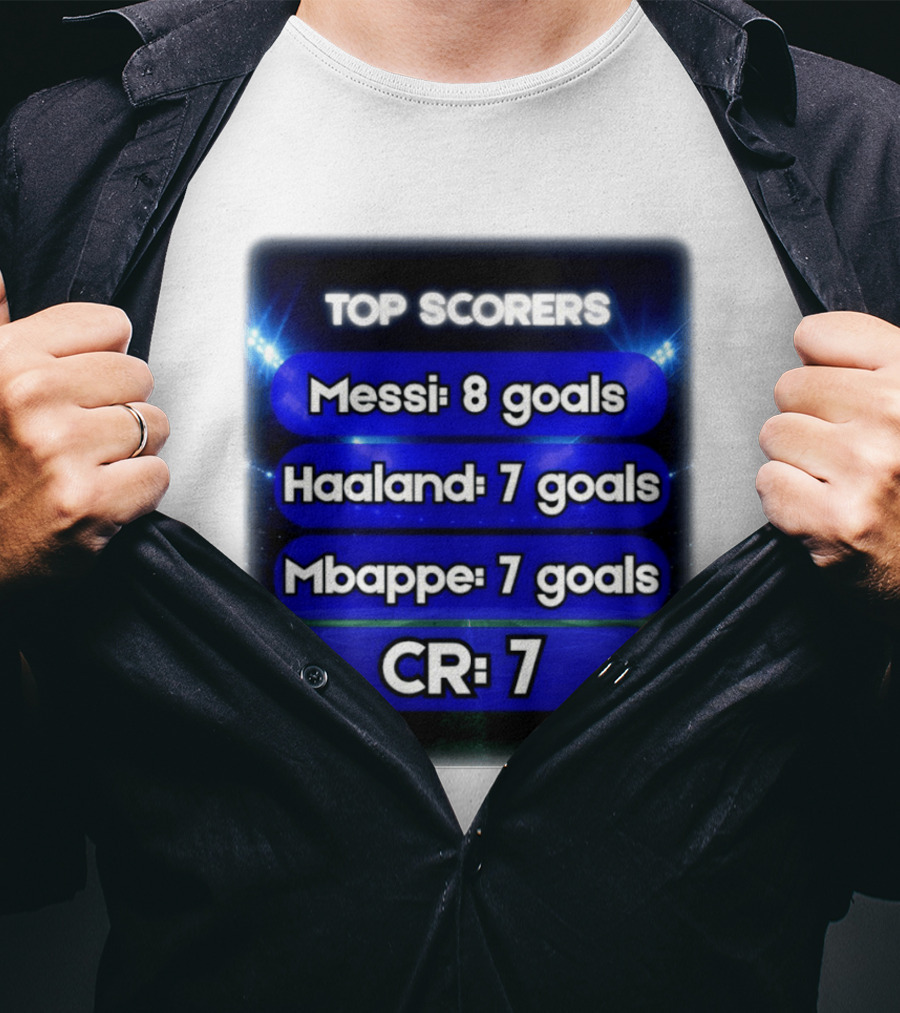 Top Scorers Messi 8 Goals Haaland 7 Goals Mbappe 7 Goals CR7 T-Shirt