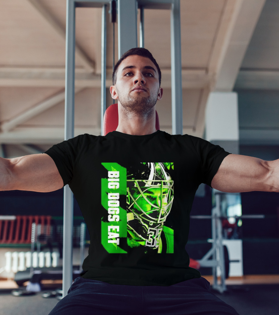 Big Dogs Eat Hockey Goalie 33 Green Masked Player T-Shirt
