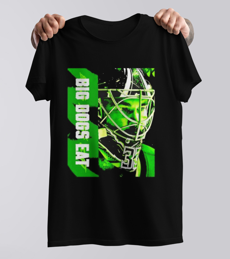 Big Dogs Eat Hockey Goalie 33 Green Masked Player T-Shirt