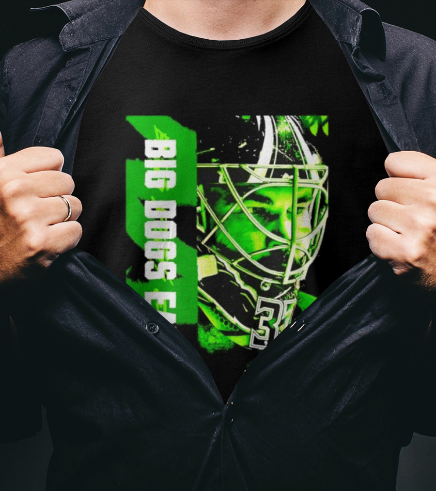 Big Dogs Eat Hockey Goalie 33 Green Masked Player T-Shirt