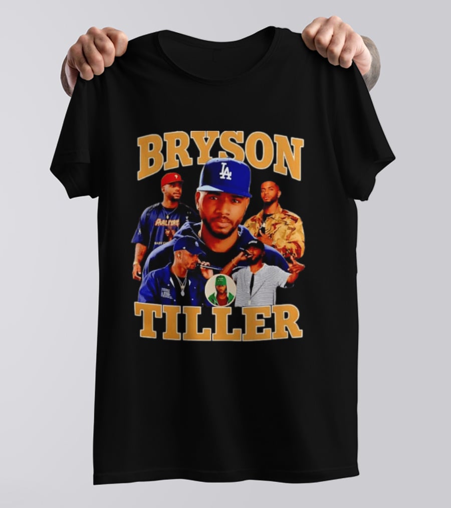 Bryson Tiller Collage With LA Cap And Multiple Outfits T-Shirt