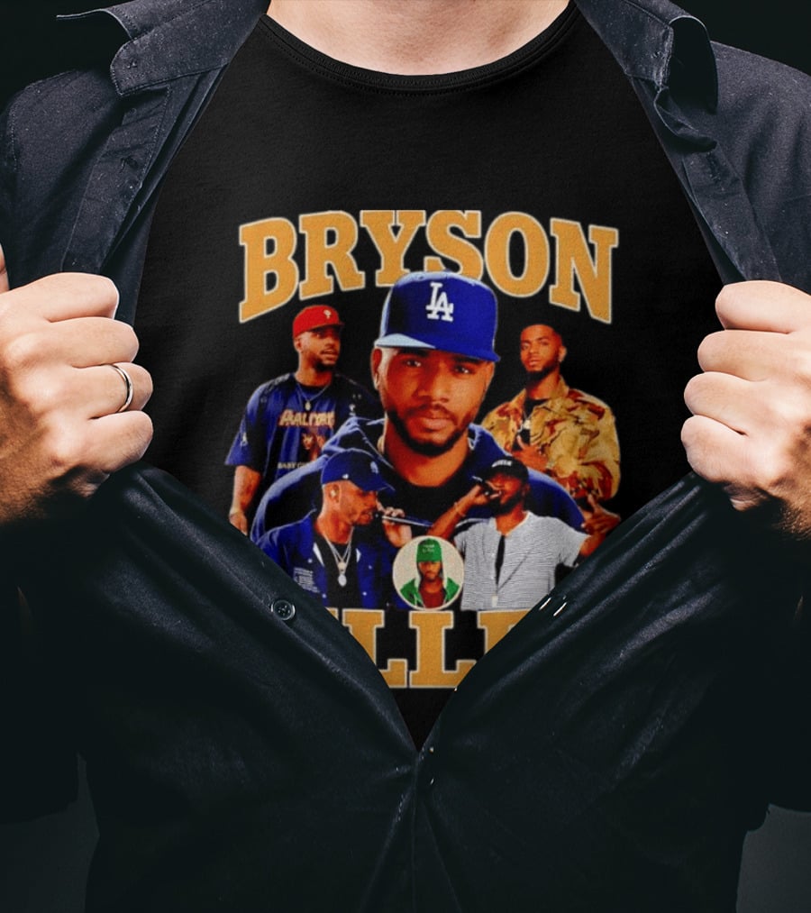 Bryson Tiller Collage With LA Cap And Multiple Outfits T-Shirt