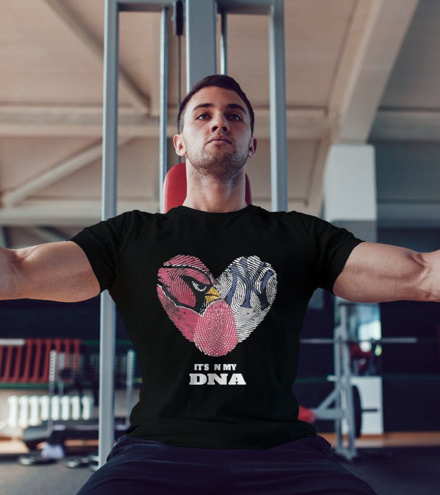 Cardinals Yankees It's In My DNA Fingerprint Heart Fan T-Shirt