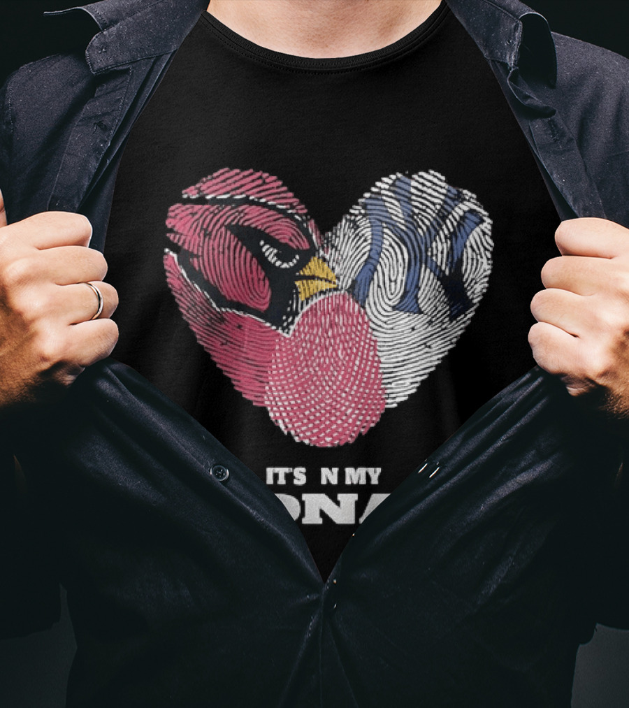 Cardinals Yankees It's In My DNA Fingerprint Heart Fan T-Shirt