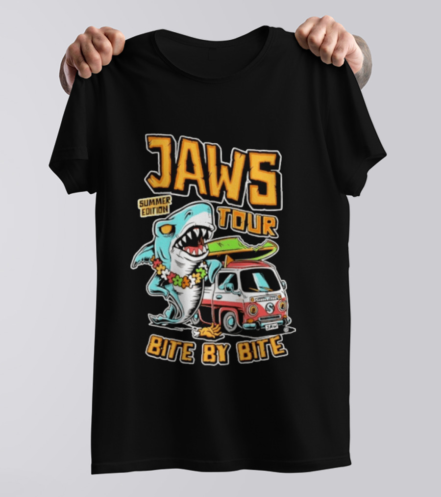Jaws Tour Summer Edition Bite By Bite Surf Van Adventure T-Shirt