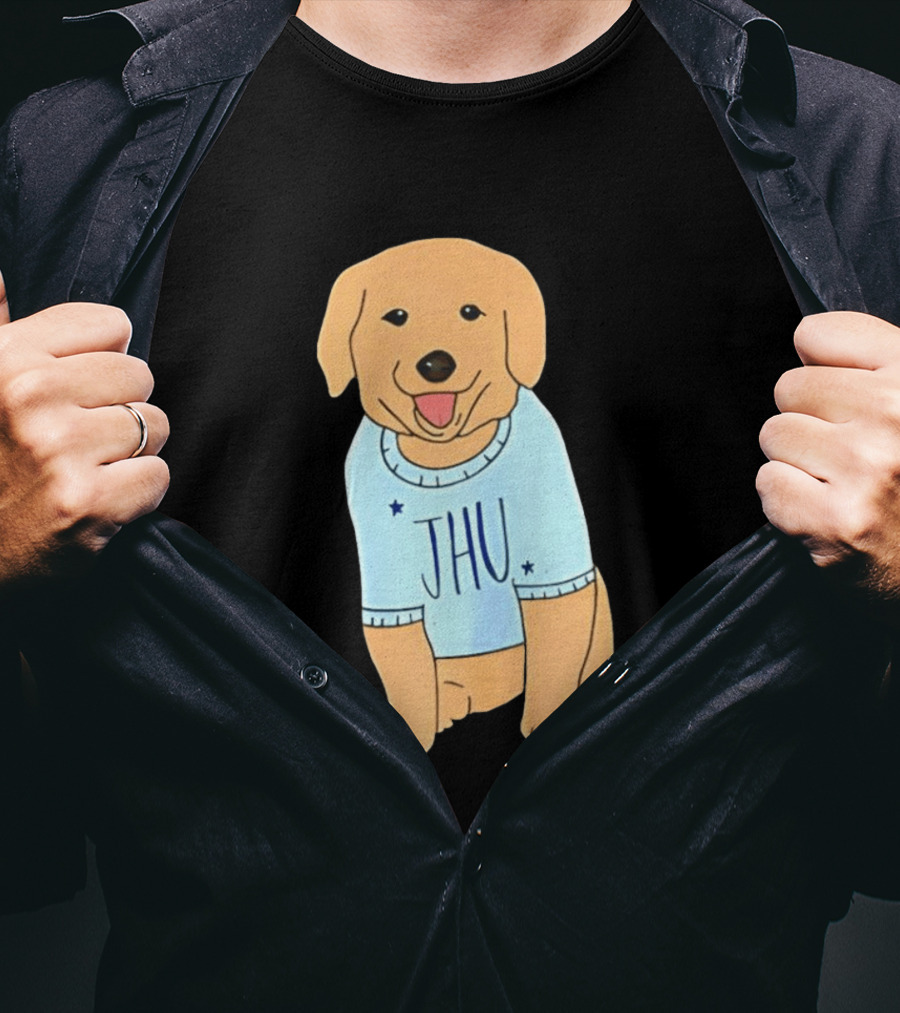 JHU Puppy In Light Blue Sweater T-Shirt