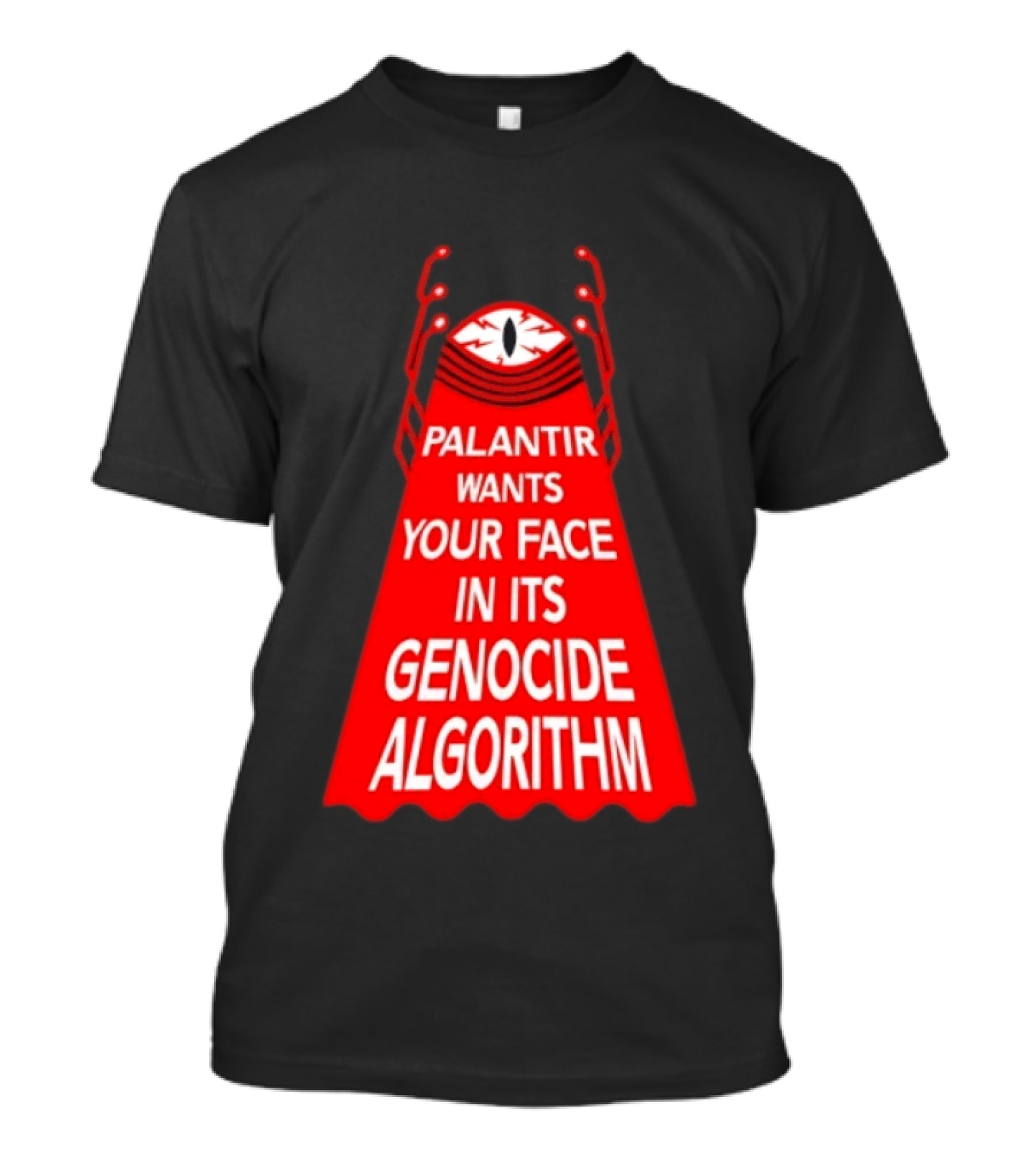 Palantir Wants Your Face In Its Genocide Algorithm Eyeball Surveillance Protest T-Shirt