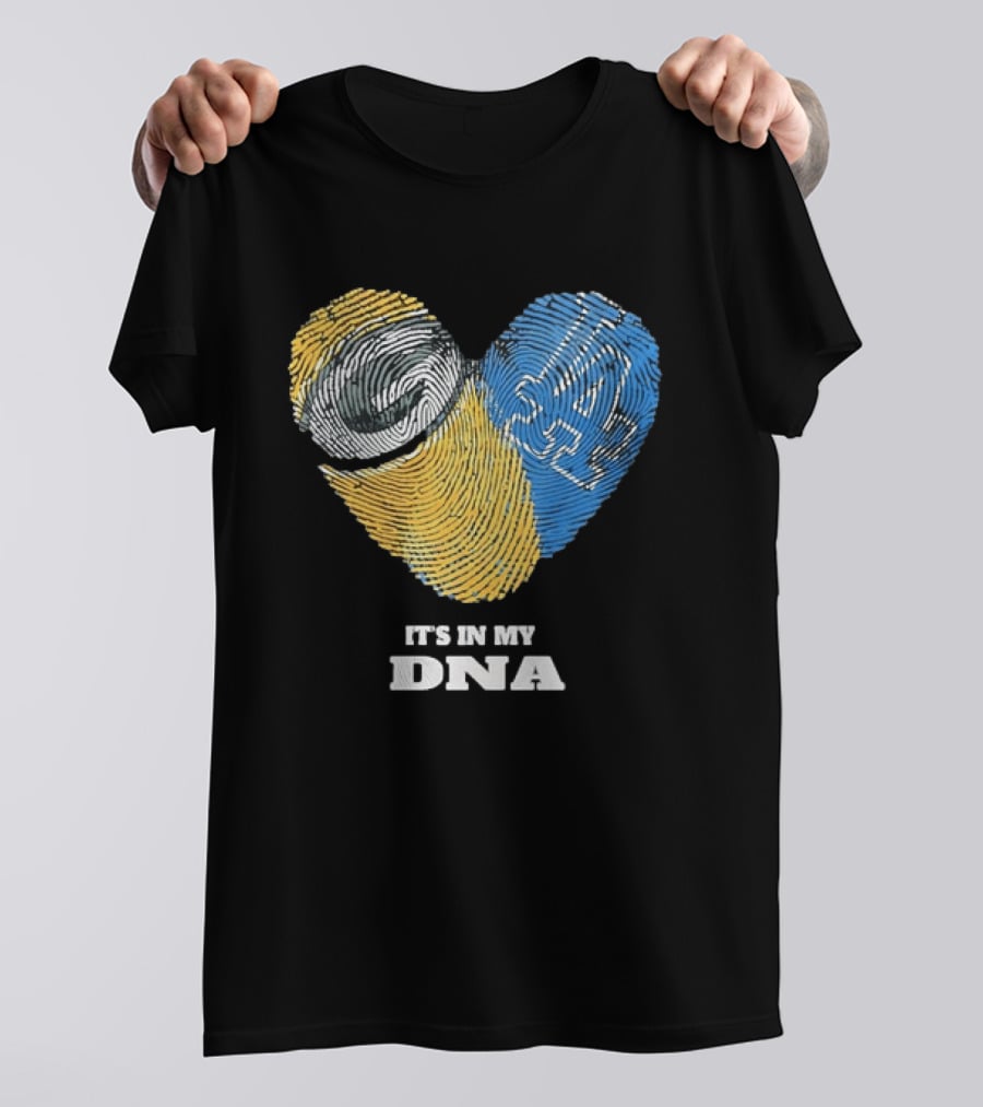 Green Bay Packers Los Angeles Dodgers It's In My DNA Fingerprint Heart T-Shirt