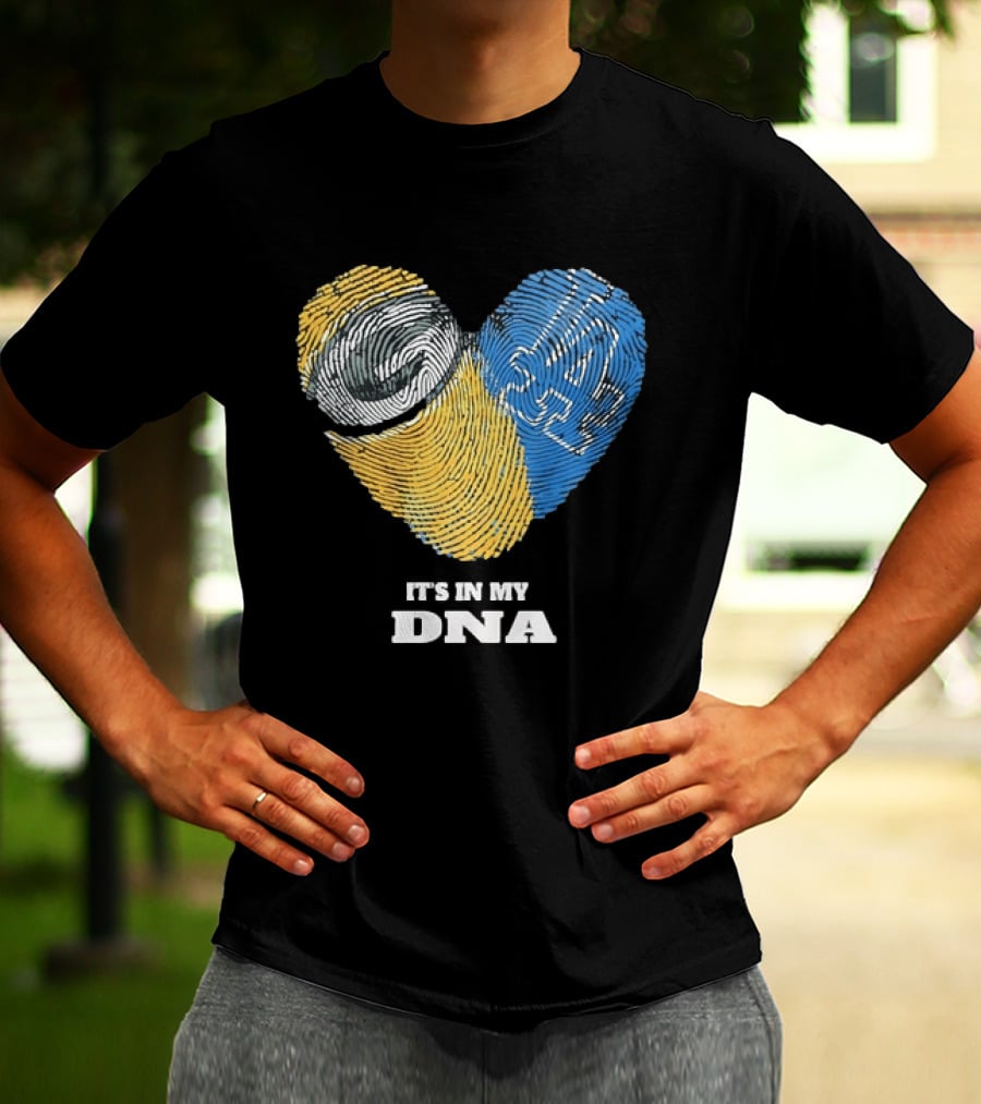Green Bay Packers Los Angeles Dodgers It's In My DNA Fingerprint Heart T-Shirt