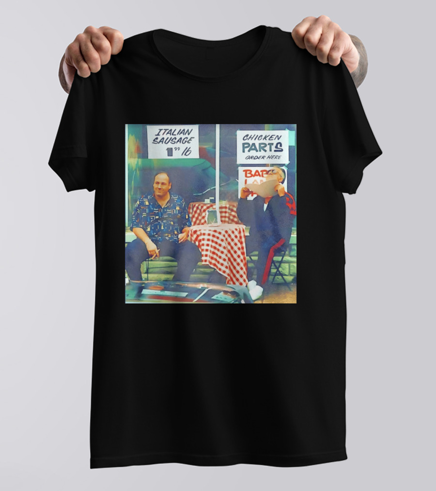 The Sopranos Tony Soprano And Paulie Gualtieri Italian Sausage Chicken Parts Scene T-Shirt