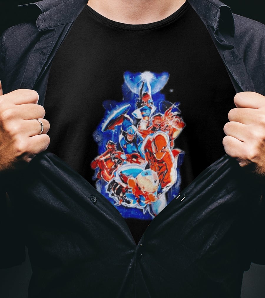 Marvel Captain America Spider Man Doctor Strange Avengers Team Mashup T-Shirt