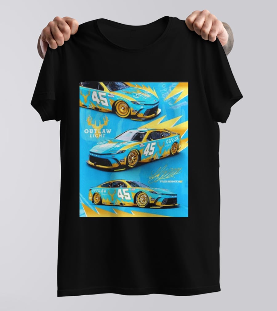 Tyler Reddick 45 Outlaw Light NASCAR Cup Series Toyota Camry Racing Car T-Shirt