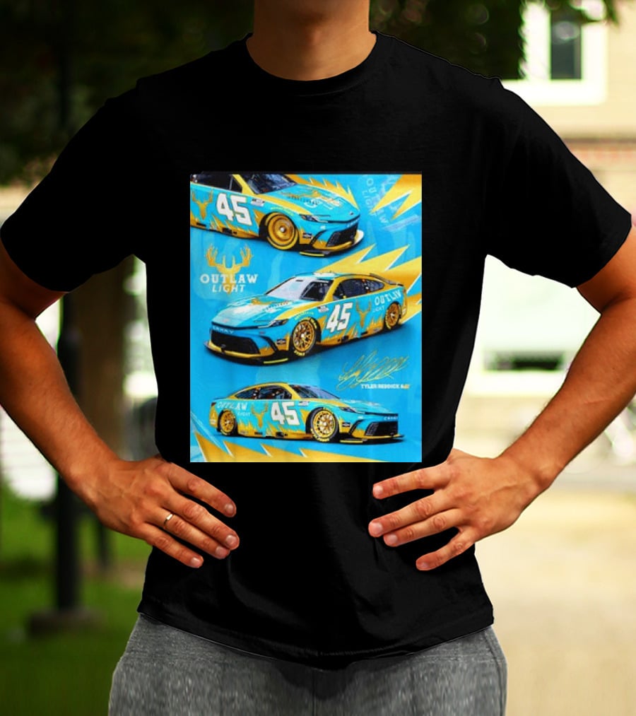 Tyler Reddick 45 Outlaw Light NASCAR Cup Series Toyota Camry Racing Car T-Shirt
