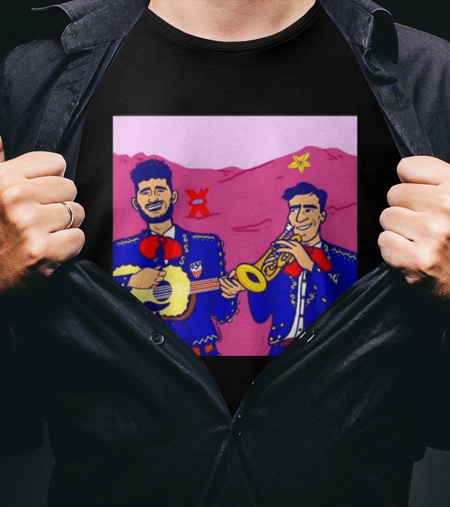 USA Mariachi Musicians Mexican Culture Guitar Trumpet Stars Mountains T-Shirt