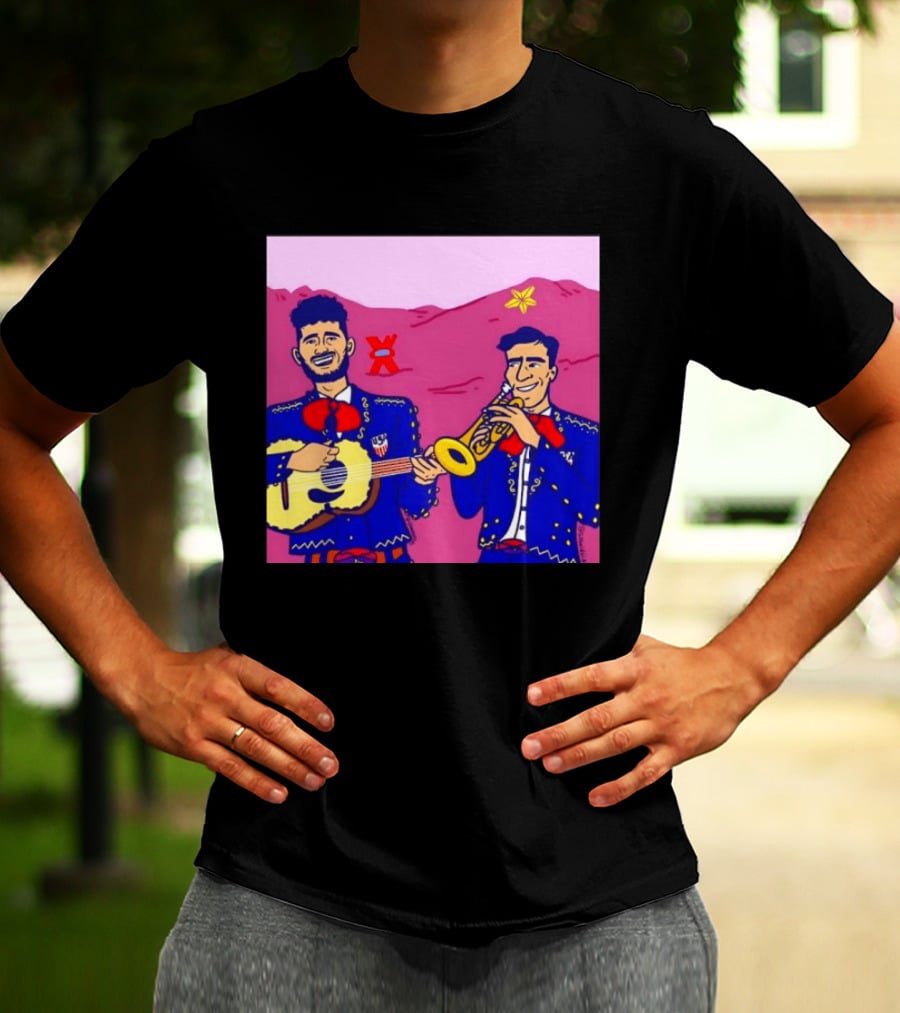 USA Mariachi Musicians Mexican Culture Guitar Trumpet Stars Mountains T-Shirt