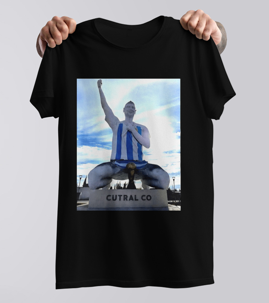 Messi Argentina Sculpture Cutral Co Legendary Statue Victory Celebration T-Shirt