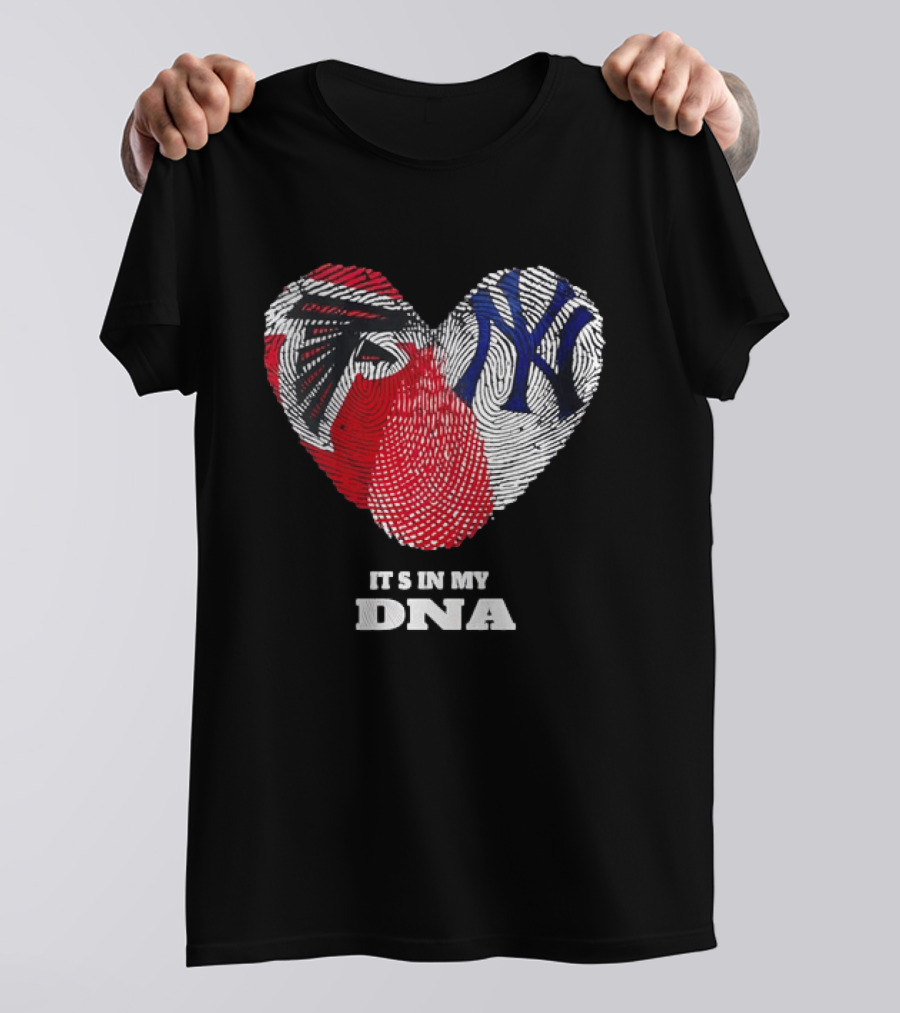 Atlanta Falcons New York Yankees It's In My DNA Fingerprint Heart T-Shirt