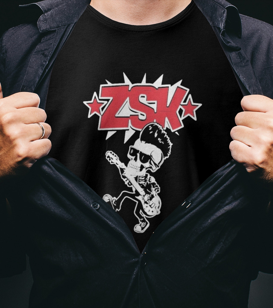ZSK Die Sind Okay Tour Skeleton Guitar Punk Rock T-Shirt