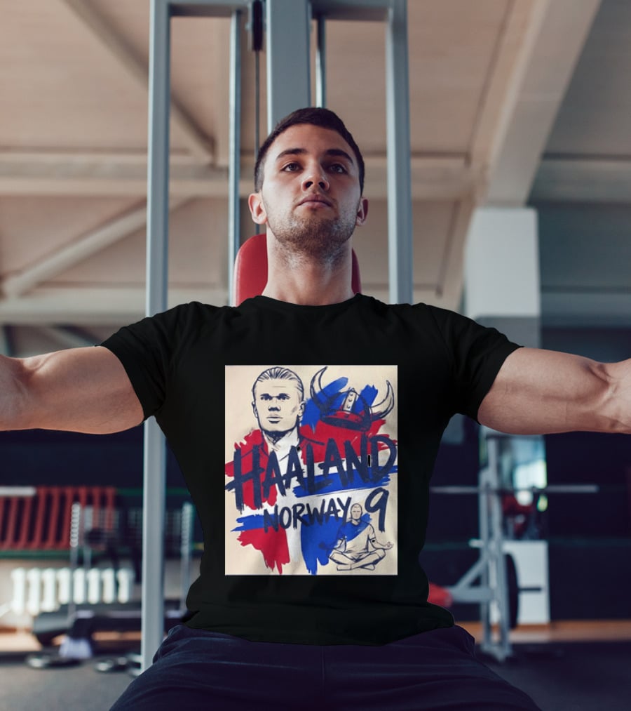 Norway Haaland Number 9 Viking Helmet Football T-Shirt
