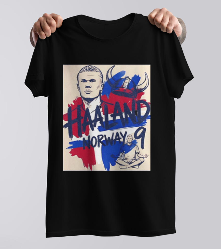 Norway Haaland Number 9 Viking Helmet Football T-Shirt