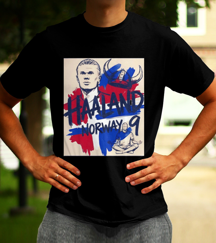 Norway Haaland Number 9 Viking Helmet Football T-Shirt