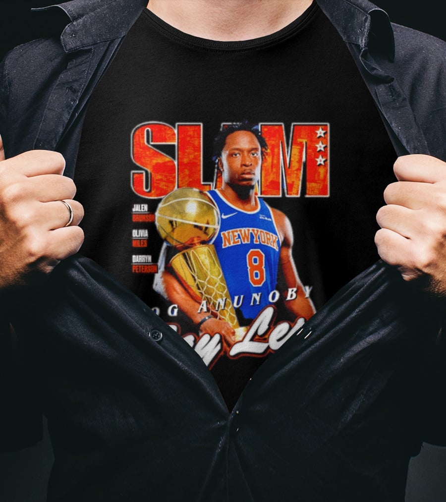 OG Anunoby New York Knicks SLAM Cover Larry O'Brien Trophy Say Less Jalen Brunson 2026 T-Shirt