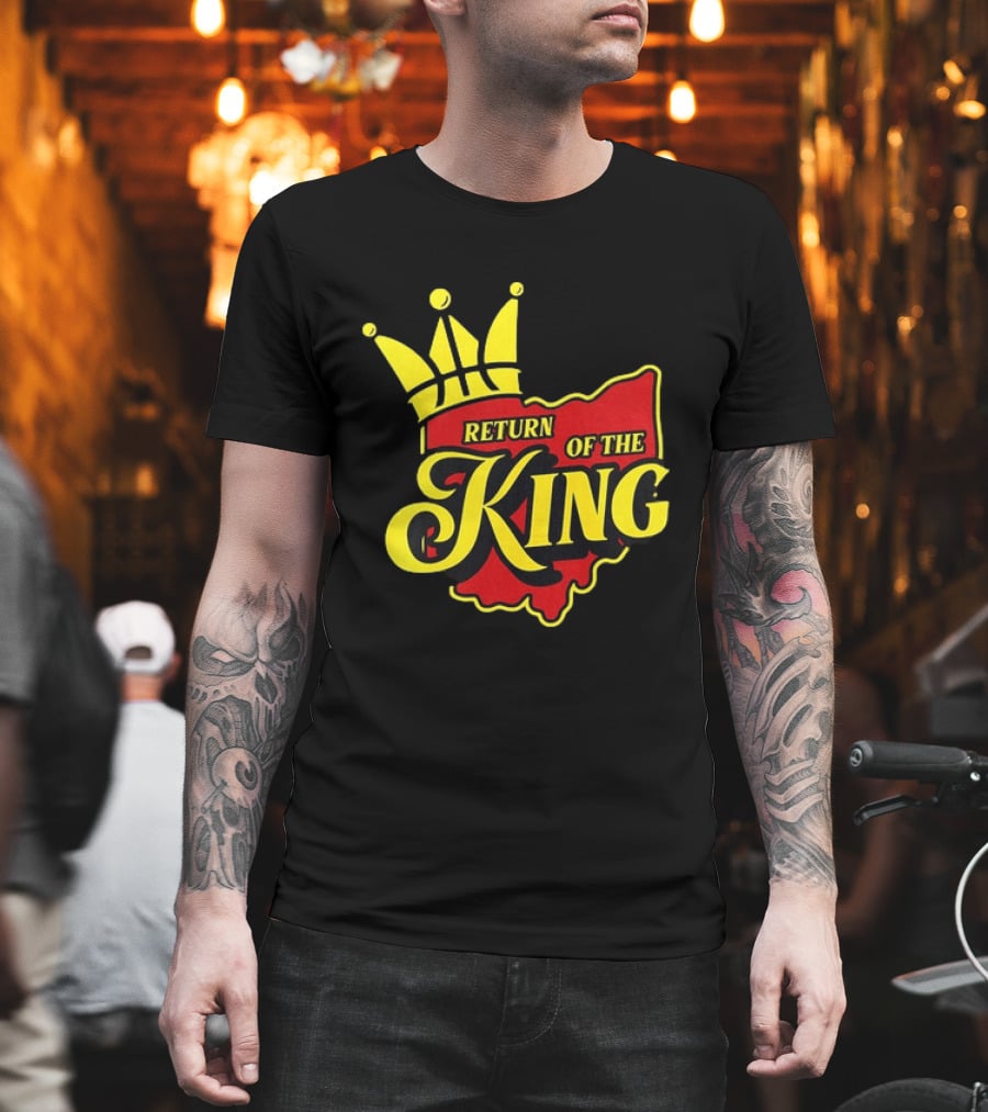 Return Of The King LeBron James Cleveland Cavaliers Basketball Crown Ohio Map T-Shirt