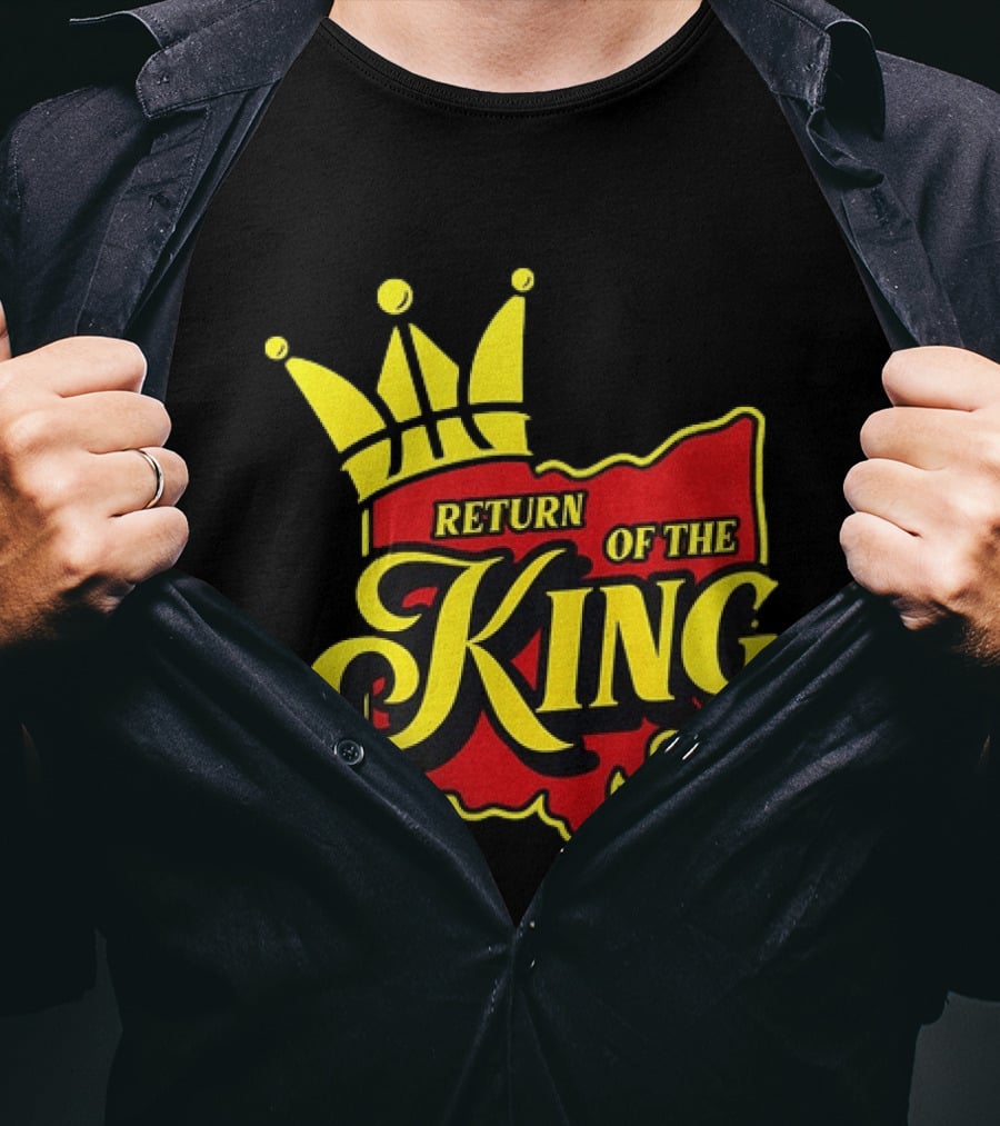 Return Of The King LeBron James Cleveland Cavaliers Basketball Crown Ohio Map T-Shirt