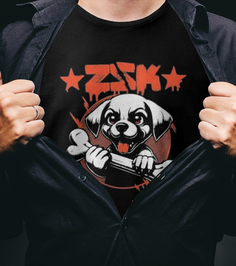 ZSK Welpe Dog Holding Bone With Stars T-Shirt