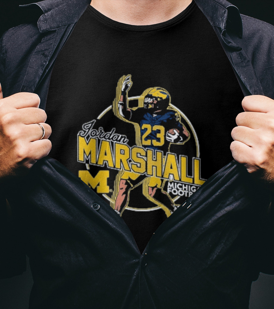 Jordan Marshall 23 Michigan Wolverines Football M T-Shirt