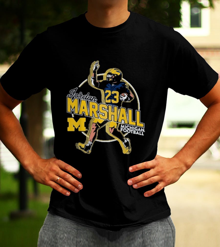 Jordan Marshall 23 Michigan Wolverines Football M T-Shirt
