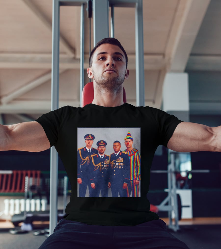 Mbappe Messy Ronaldo Haaland In Uniforms And Clown Outfit T-Shirt