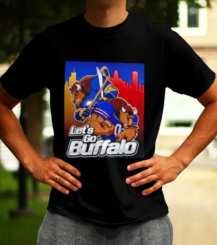 Let's Go Buffalo City Sports Teams Hockey Football Collage T-Shirt