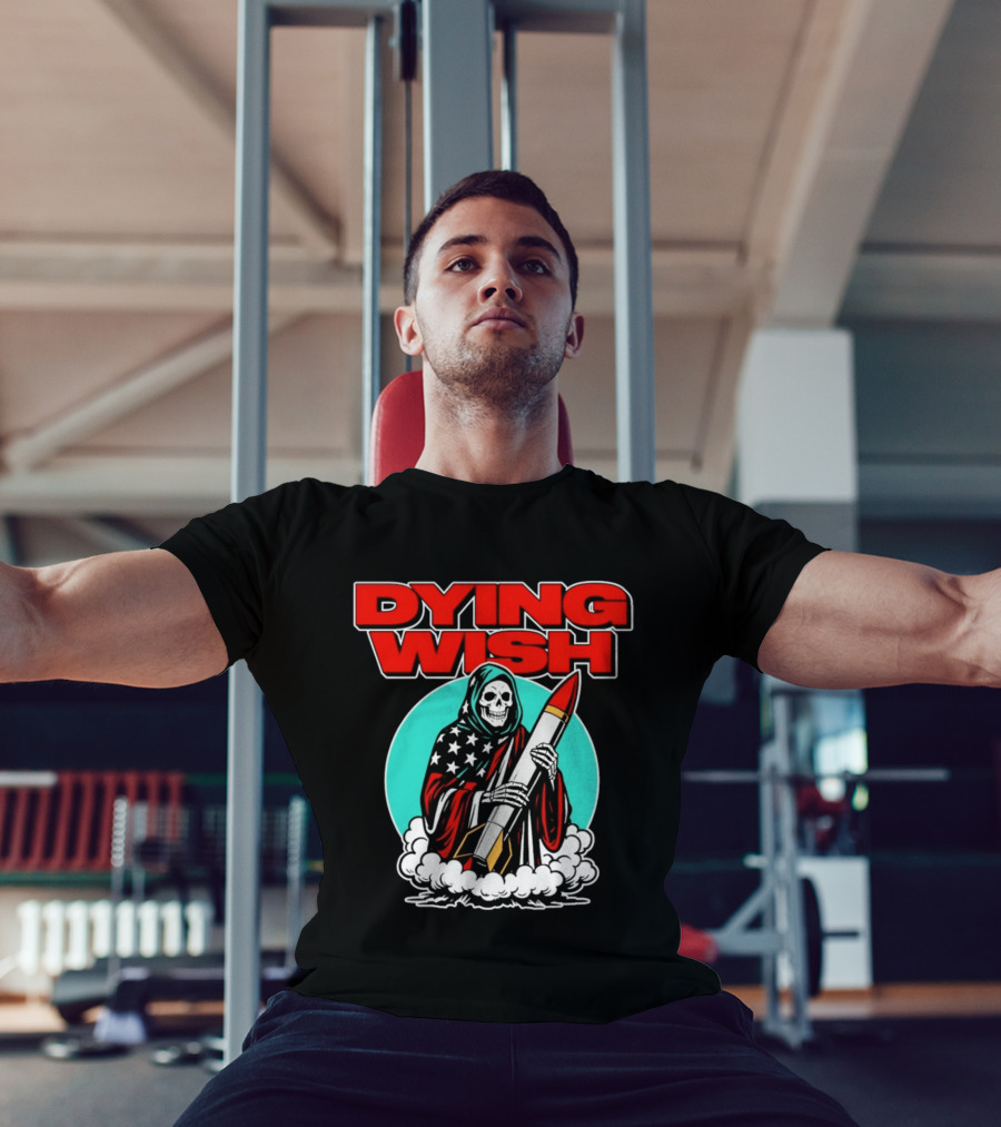 Dying Wish Grim Reaper Holding Nuclear Missile American Flag Cloak T-Shirt
