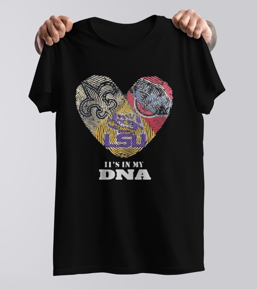 LSU New Orleans Saints It's In My DNA Fingerprint Heart T-Shirt