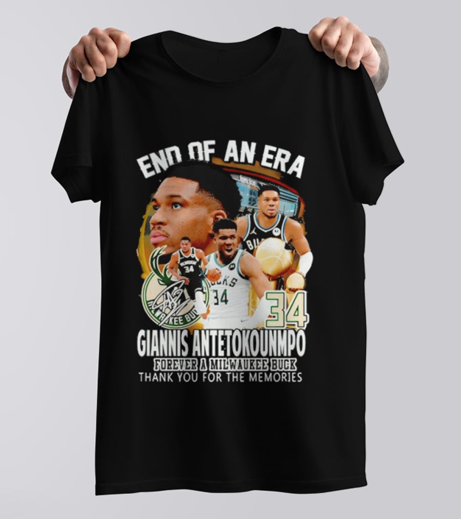 End Of An Era Giannis Antetokounmpo Milwaukee Bucks Thank You For The Memories T-Shirt