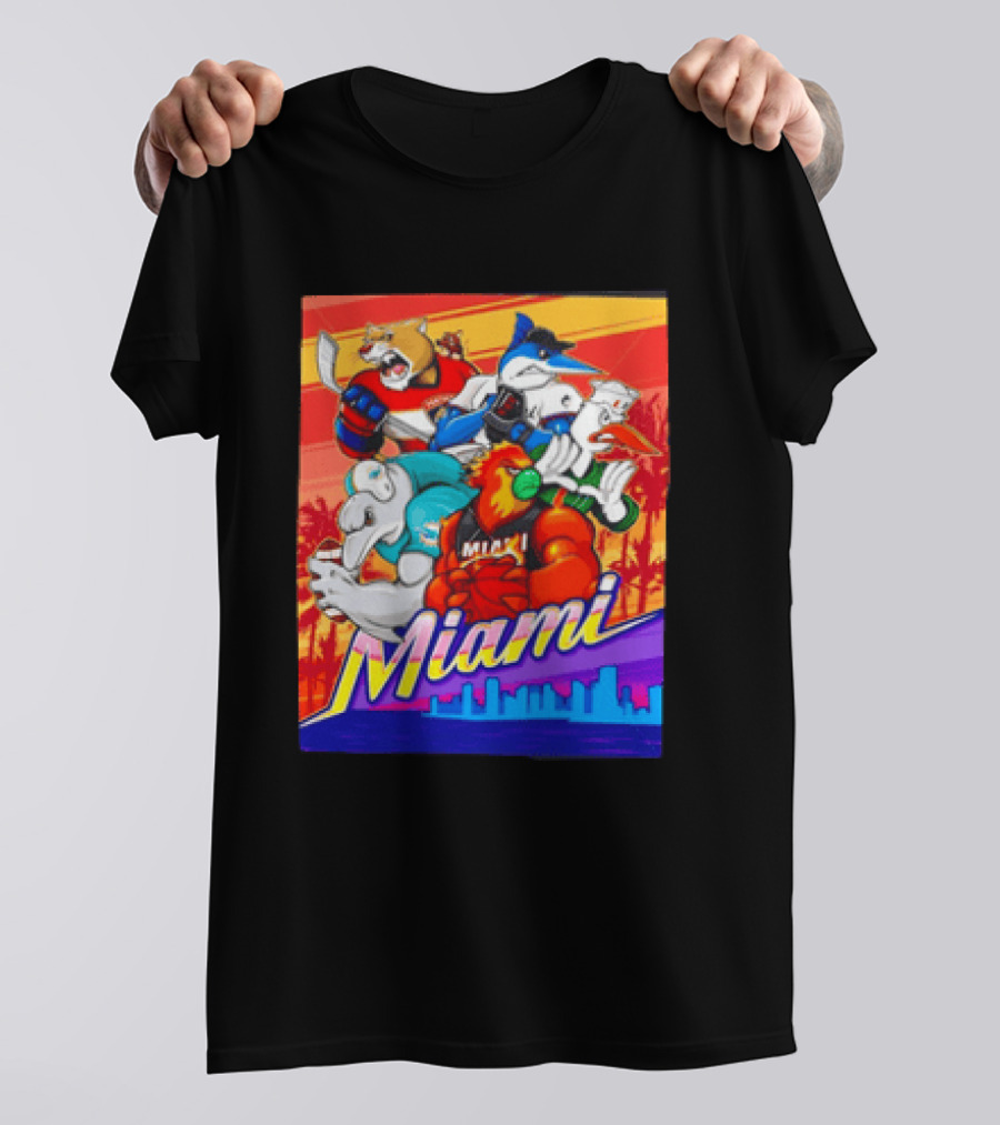 Miami Sports City Team Mascots Collage T-Shirt