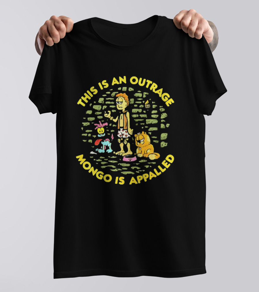 This Is An Outrage Mongo Is Appalled Garfield Tv Cartoon Odie Comedy T-Shirt