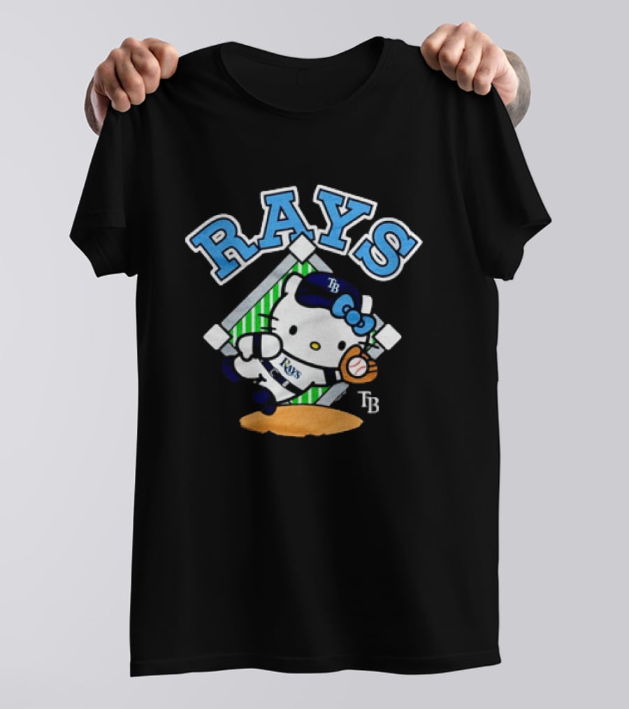 Hello Kitty Tampa Bay Rays MLB Baseball Player Cartoon With Ball T-Shirt