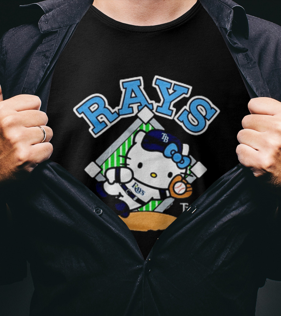 Hello Kitty Tampa Bay Rays MLB Baseball Player Cartoon With Ball T-Shirt