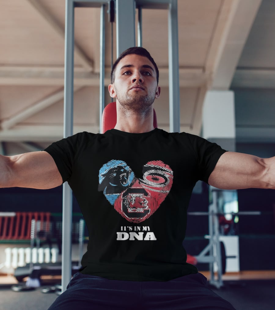 It's In My DNA Carolina Panthers Kansas City Chiefs Heart Shaped Fingerprint T-Shirt