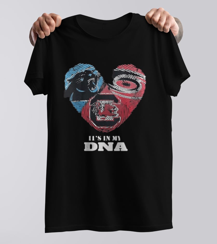 It's In My DNA Carolina Panthers Kansas City Chiefs Heart Shaped Fingerprint T-Shirt