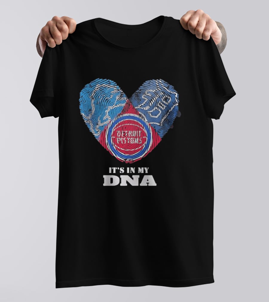 It's In My DNA Detroit Pistons Fingerprint Heart T-Shirt