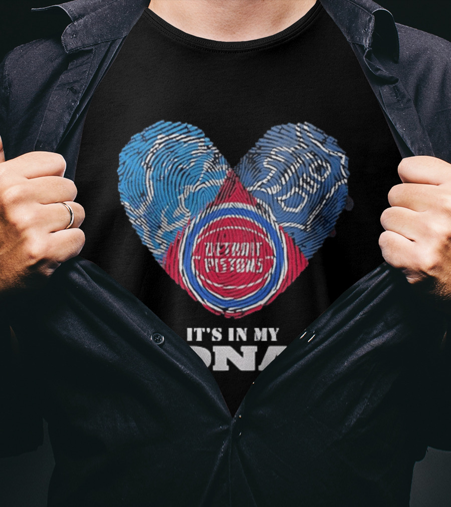 It's In My DNA Detroit Pistons Fingerprint Heart T-Shirt