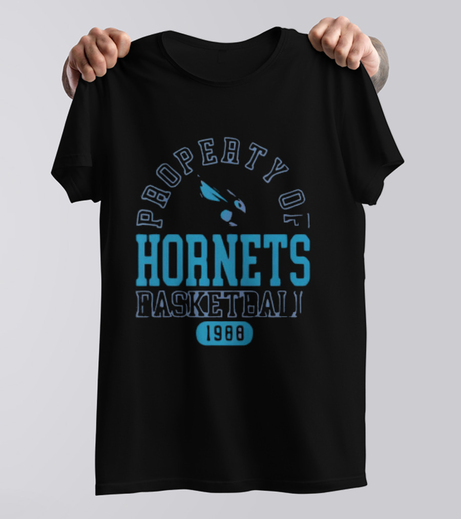 Property Of Hornets Basketball 1988 Teal Vintage Sports T-Shirt