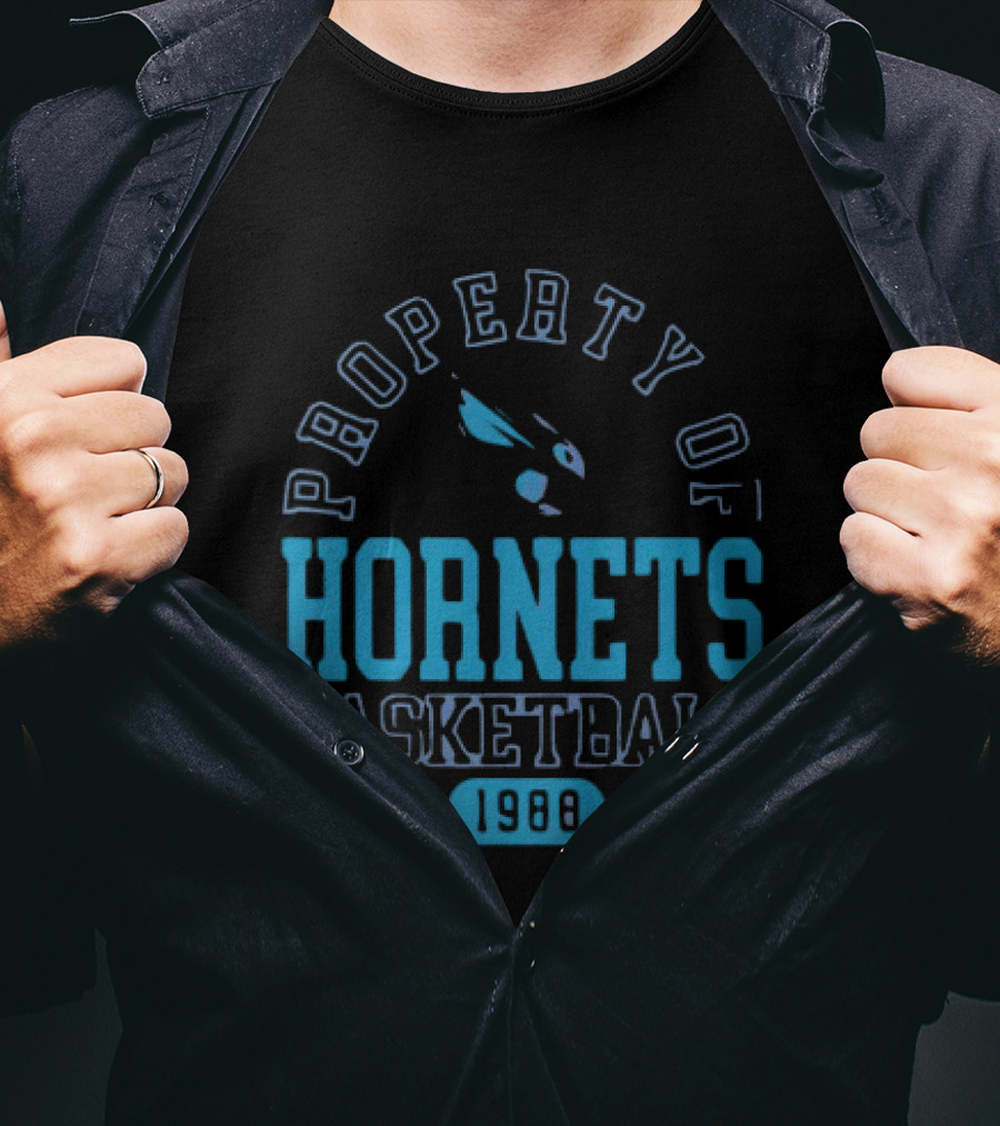 Property Of Hornets Basketball 1988 Teal Vintage Sports T-Shirt