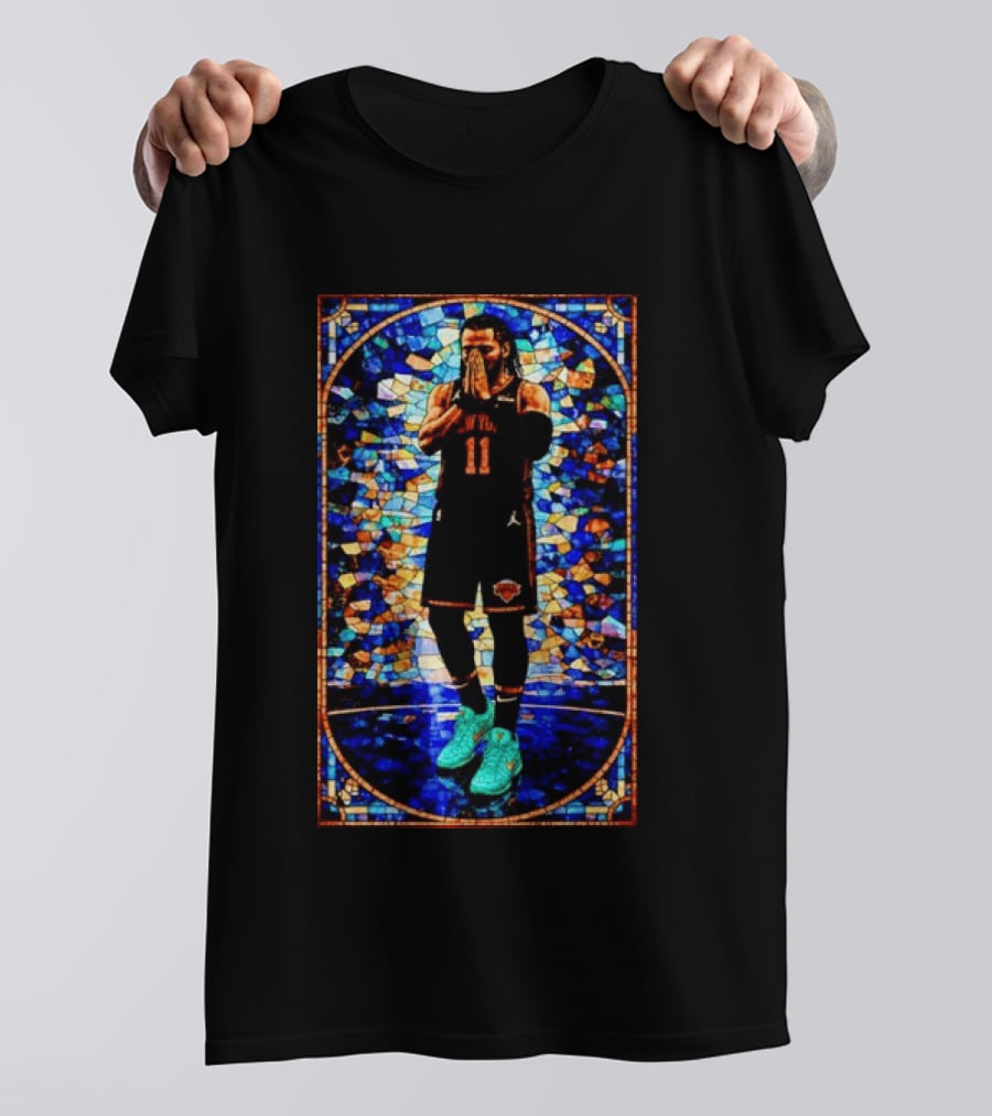 Jalen Brunson 11 New York Knicks Stained Glass Prayer NBA T-Shirt