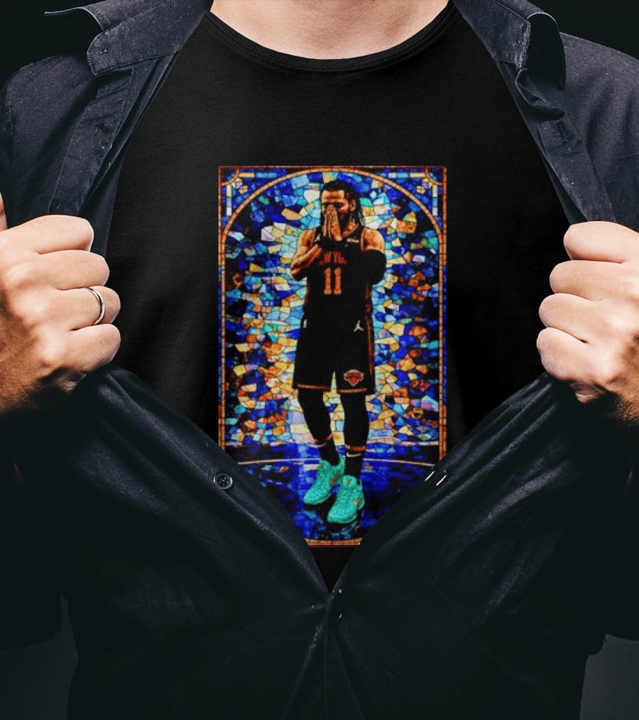 Jalen Brunson 11 New York Knicks Stained Glass Prayer NBA T-Shirt