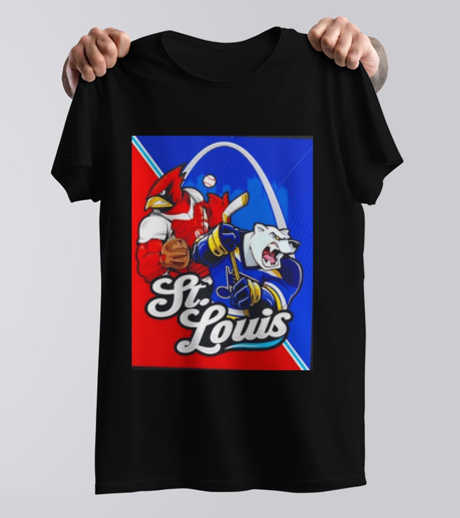 St Louis Cardinals Baseball Blues Hockey Arch Iconic Sports Team Collage T-Shirt